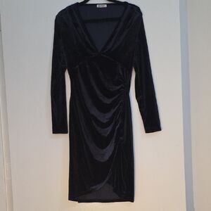 Eloquii Black Velvet Long Sleeve Dress